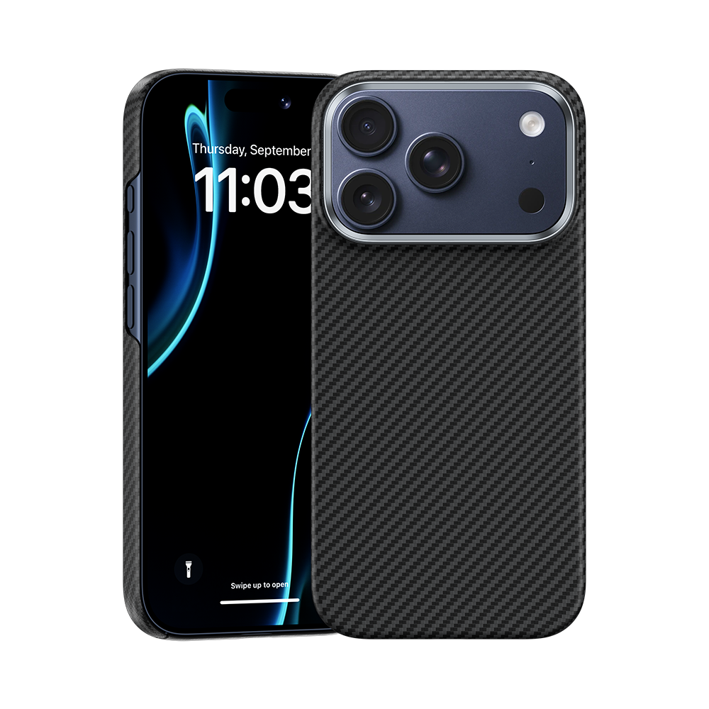 Ansicht der Benks ArmorPro Kevlar® Hülle, die eine hochwertige, leichte Schutzschicht für dein iPhone 17 Pro Max bietet.