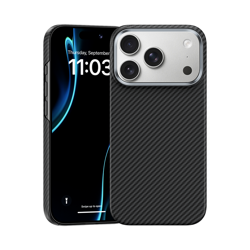 Ansicht der Benks ArmorPro Kevlar® Hülle, die eine hochwertige, leichte Schutzschicht für dein iPhone 17 Pro Max bietet.