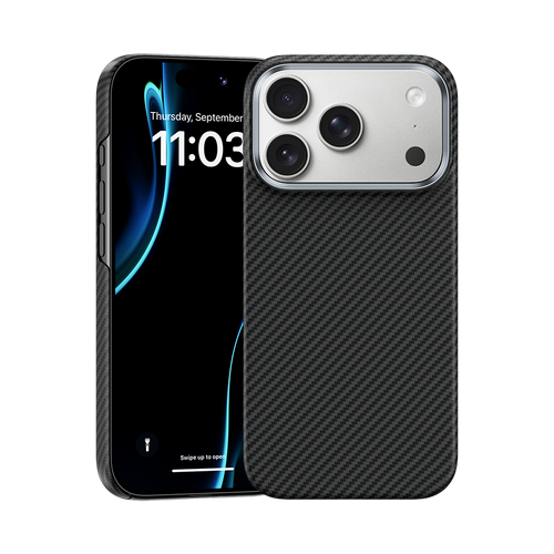 Ansicht der Benks ArmorPro Kevlar® Hülle, die eine hochwertige, leichte Schutzschicht für dein iPhone 17 Pro Max bietet.