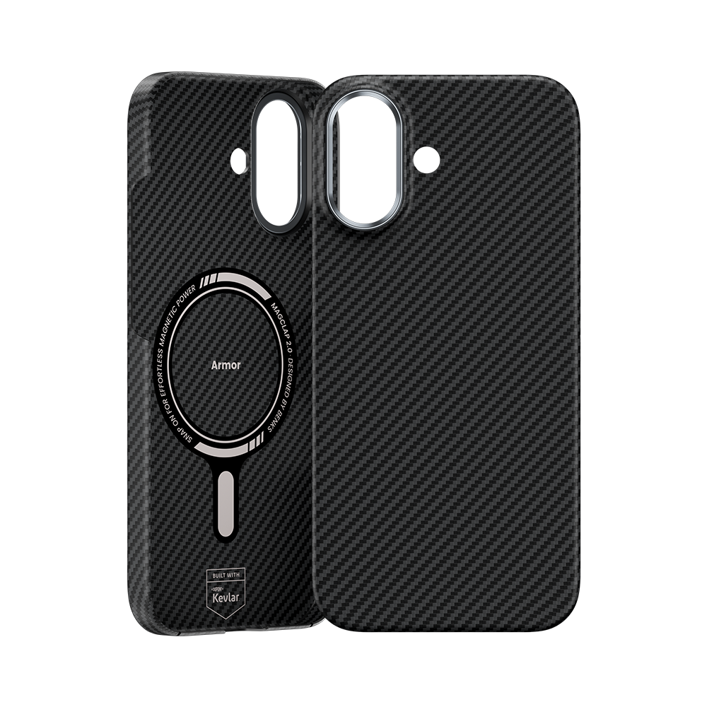 ArmorAir Kevlar®-Faser Hülle für iPhone 17 – ultraleicht, MagSafe-kompatibel, mit Aluminium-Kameraring.