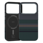 Ansicht der Kevlar® iPhone 17 Pro Max Hülle mit schlankem Design, leichter Langlebigkeit und präzisen Aussparungen.
