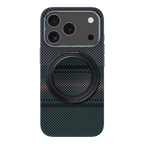 Ansicht der Kevlar® iPhone 17 Pro Max Hülle mit schlankem Design, leichter Langlebigkeit und präzisen Aussparungen.
