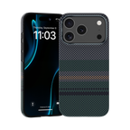 Ansicht der Kevlar® iPhone 17 Pro Max Hülle mit schlankem Design, leichter Langlebigkeit und präzisen Aussparungen.

