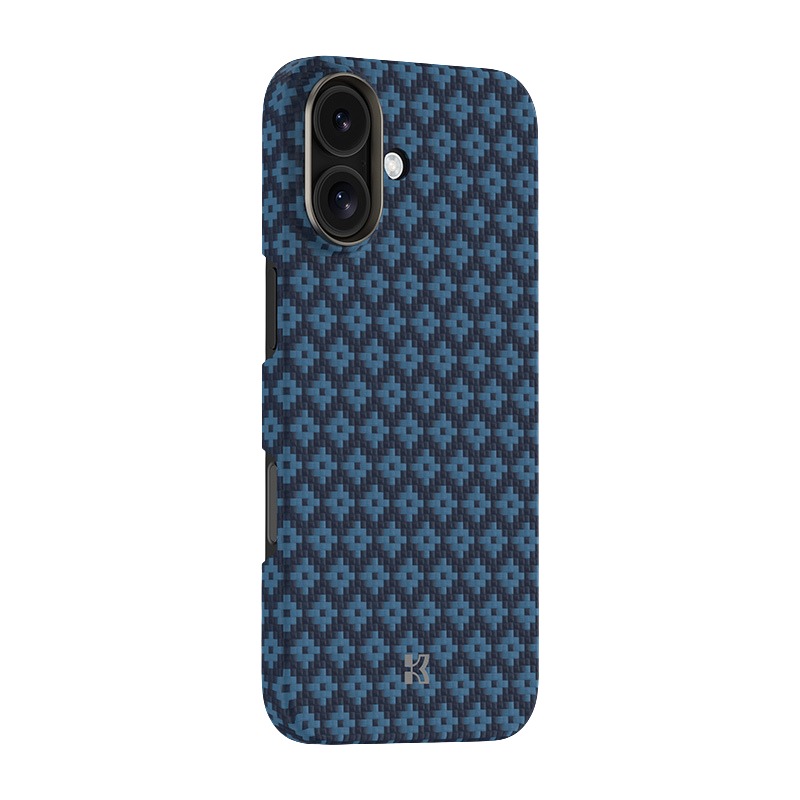 Ansicht der Kevlar® iPhone 17 Hülle mit schlankem Design, leichter Langlebigkeit und präzisen Aussparungen.