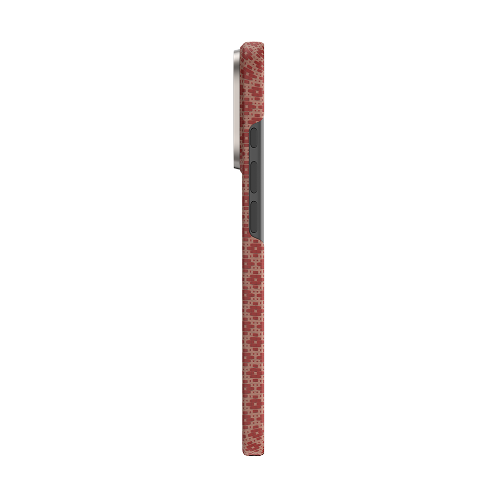 Ansicht der Kevlar® iPhone 17 Pro Max Hülle mit schlankem Design, leichter Langlebigkeit und präzisen Aussparungen.
