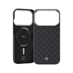 Ansicht der Kevlar® iPhone 17 Pro Max Hülle mit schlankem Design, leichter Langlebigkeit und präzisen Aussparungen.