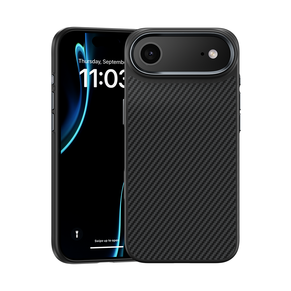 ArmorPro Hülle mit Kevlar® 600D für iPhone 17 Air – stoßfest, langlebig, mit Carbonfaser-Optik und MagSafe-Kompatibilität.

