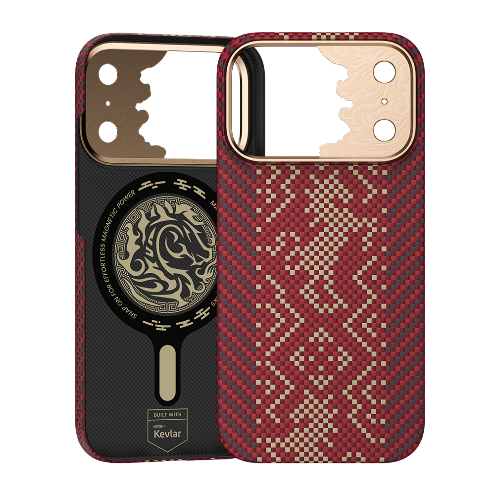 Knight ArmorAir Kevlar® Hülle montiert auf iPhone 17 Pro Max, Rückansicht