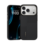 Seitenprofil der Montage ArmorPro Hülle für iPhone 17 Pro Max, die das schlanke Design, die Funktion ohne Signalstörungen und die ergonomische Tastenplatzierung hervorhebt.
