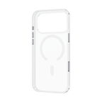 Klare Phone Hülle montiert auf iPhone 17 Pro, die transparentes Design und Kameradurchbruch zeigt.
