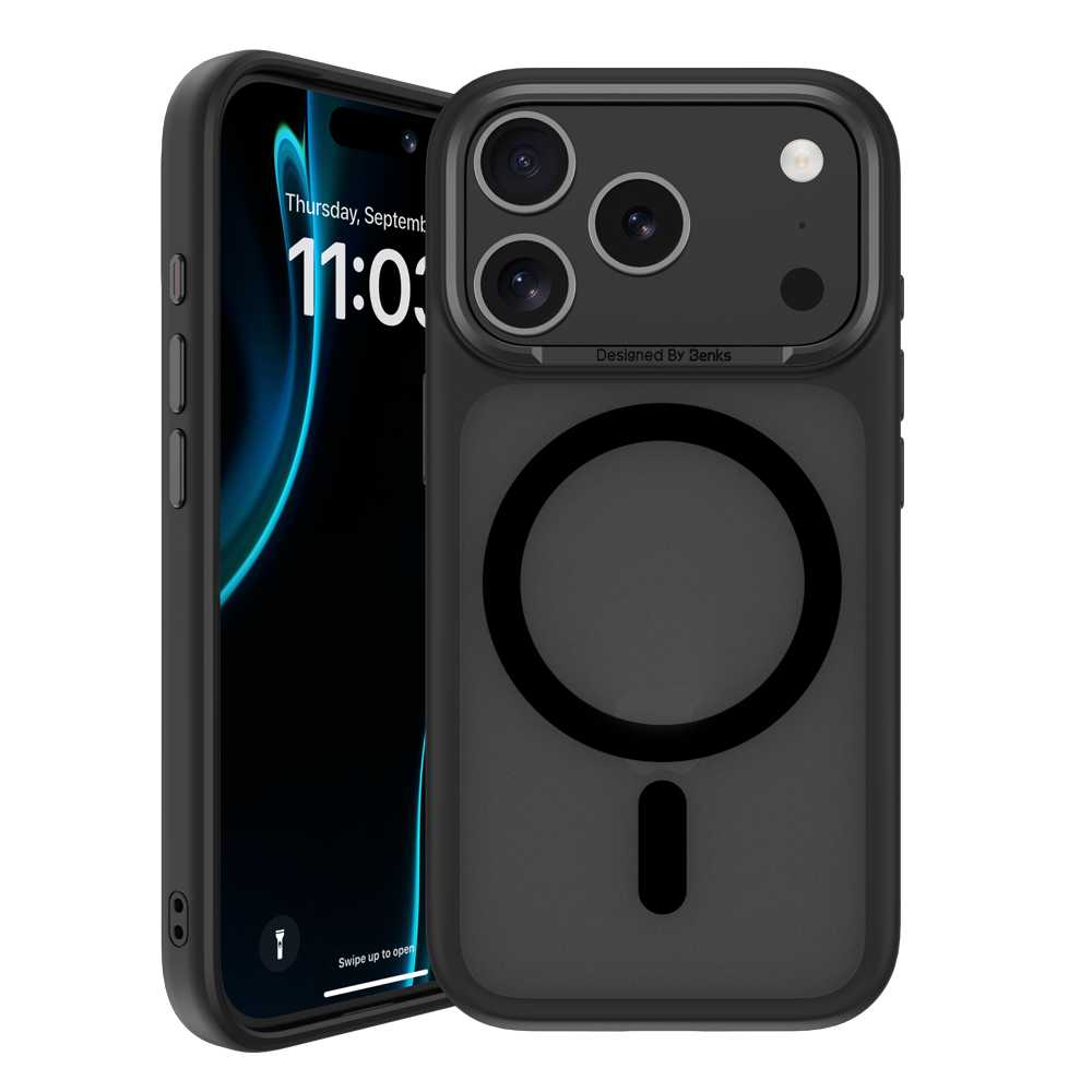 Nahaufnahme der iPhone 17 Pro Hülle mit schlankem Design, MagSafe-Kompatibilität und präzisen Kameradurchbrüchen.

