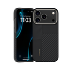Seitenprofil der Montage ArmorPro Hülle für iPhone 17 Pro, die das schlanke Design, die Funktion ohne Signalstörungen und die ergonomische Tastenplatzierung hervorhebt.
