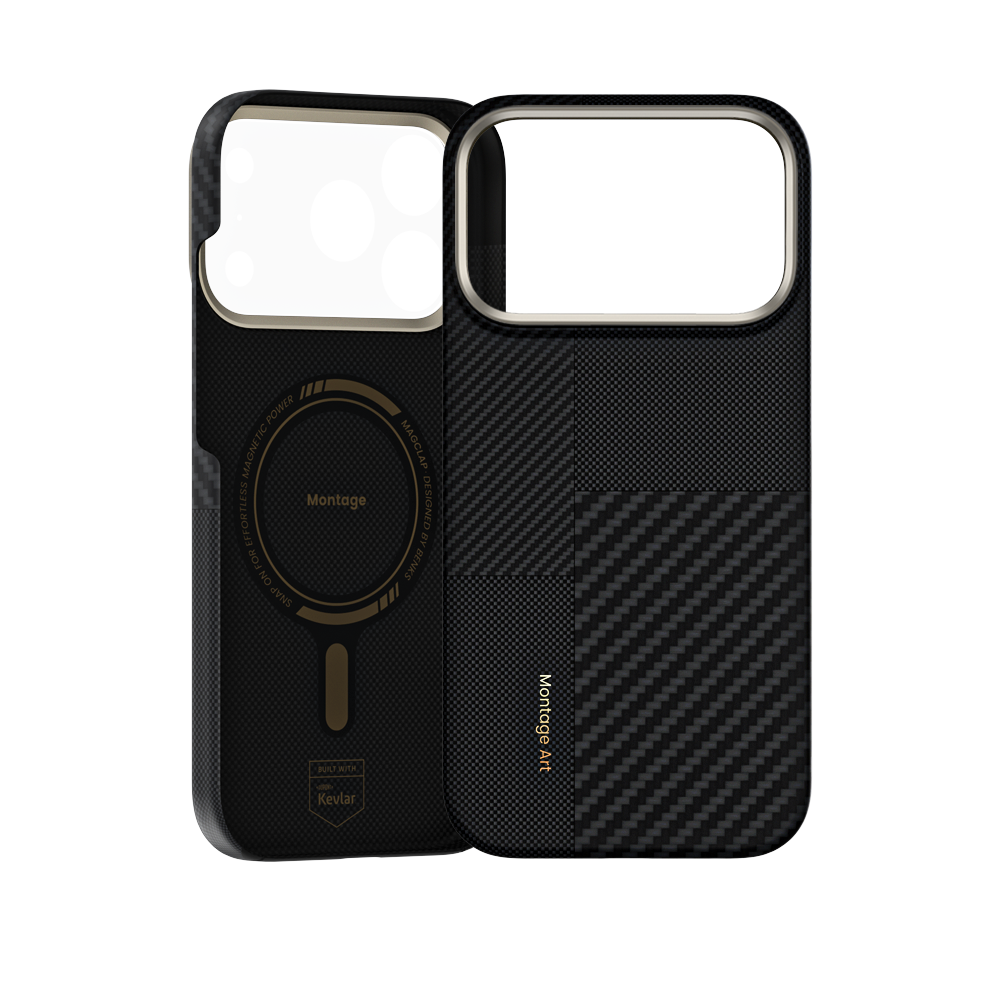 Seitenprofil der Montage ArmorPro Hülle für iPhone 17 Pro, die das schlanke Design, die Funktion ohne Signalstörungen und die ergonomische Tastenplatzierung hervorhebt.
