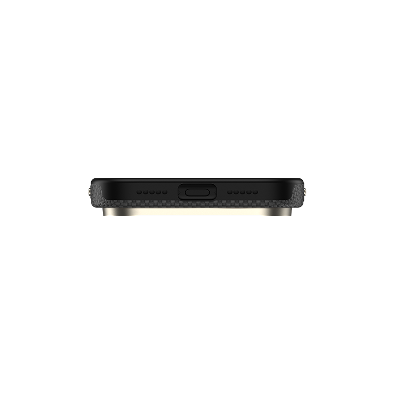Benks iPhone 17 Pro Max Hülle aus langlebiger 600D Kevlar®-Faser, mit schlankem Design, Carbonfaser-Optik und grünem Akzent für zusätzlichen Stil.

